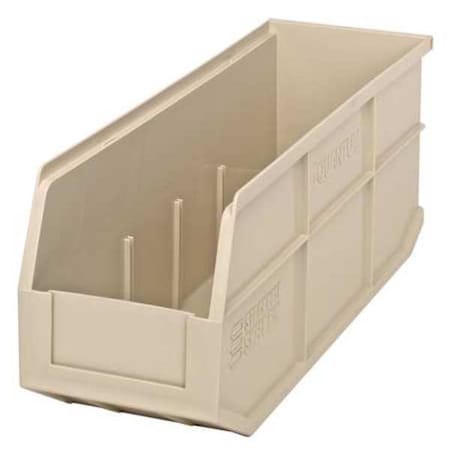 Shelf Storage Bin, Polypropylene, Ivory, 7 in H, 6 in W, 18 in L