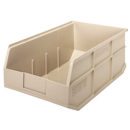 Shelf Storage Bin, Polypropylene, Ivory, 7 in H, 11 in W, 18 in L