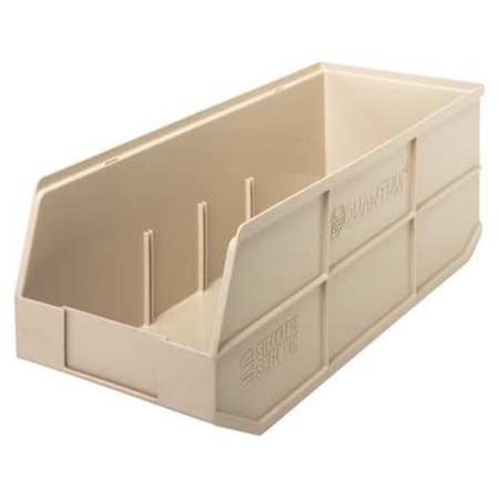 Shelf Storage Bin, Polypropylene, Ivory, 7 in H, 8 1/4 in W, 20 1/2 in L