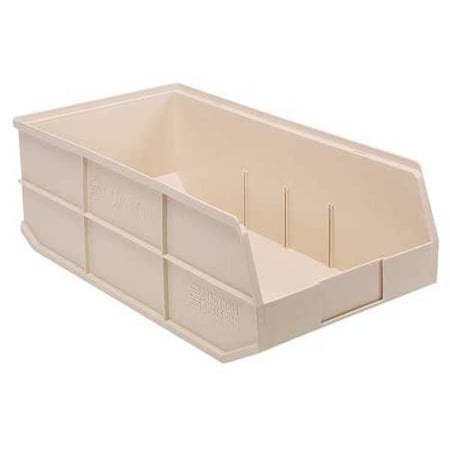 Shelf Storage Bin, Polypropylene, Ivory, 7 in H, 11 in W, 20 1/2 in L