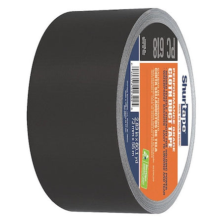 Duct Tape, Black, 60-1/8 yd L, 2-7/8 in W, PK16