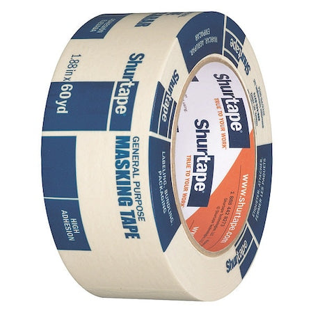 Masking Tape, Natural, 48 mm W, 55 m L, 4.6 mil Thick, CP 105