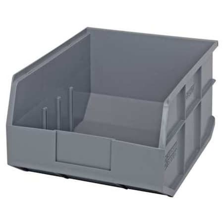 Shelf Storage Bin, Polypropylene, Gray, 7 in H, 11 in W, 14 in L