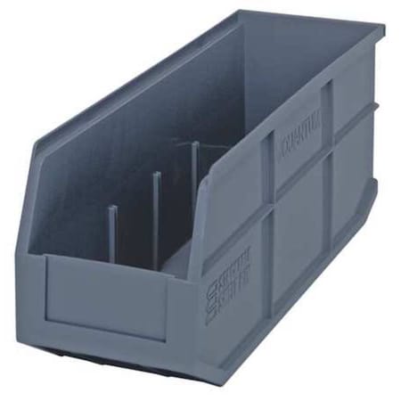 Shelf Storage Bin, Polypropylene, Gray, 7 in H, 6 in W, 18 in L