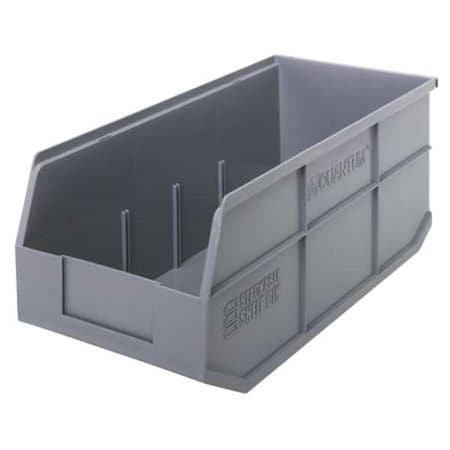 Shelf Storage Bin, Polypropylene, Gray, 7 in H, 8 1/4 in W, 18 in L