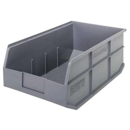 Shelf Storage Bin, Polypropylene, Gray, 7 in H, 11 in W, 18 in L