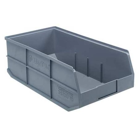 Shelf Storage Bin, Polypropylene, Gray, 7 in H, 11 in W, 20 1/2 in L