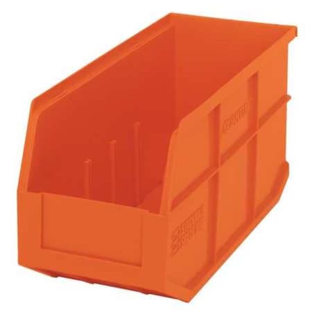 Shelf Storage Bin, Polypropylene, Orange, 7 in H, 6 in W, 14 in L