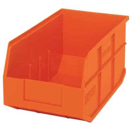 Shelf Storage Bin, Polypropylene, Orange, 7 in H, 8 1/4 in W, 14 in L