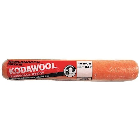 18" Paint Roller Cover, 3/8" Nap, Polyester/Knitted Wool