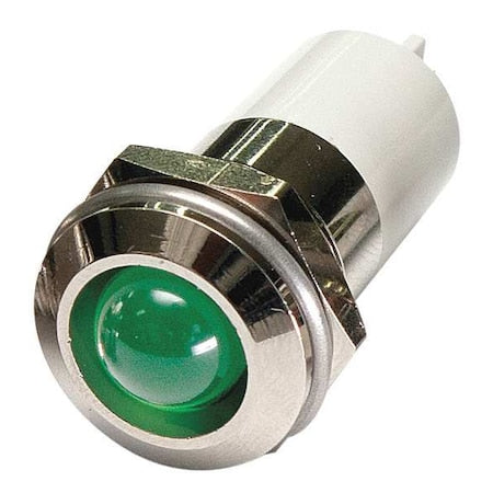 Round Indicator Light, Green, 12VDC, Size: 16mm Mounting dia