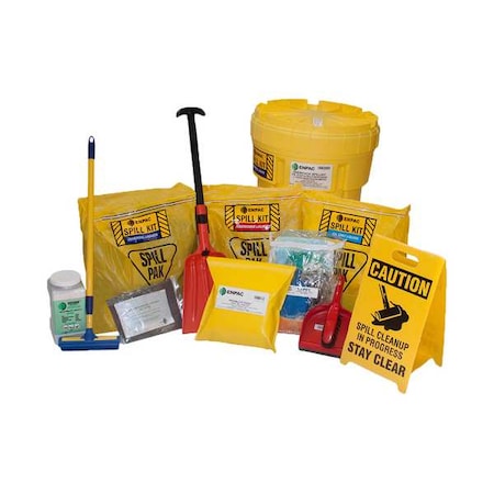 Spill Kit, 39 gal Volume Absorbed per Kit, 30 gal Capacity, Drum, Yellow, 14