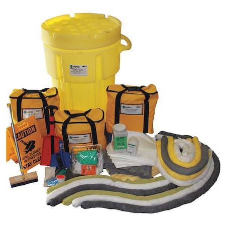 Spill Kit, 95 gal Capacity, Drum, Yellow, 14