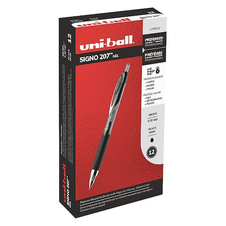 Retractable Rollerball Gel Pen, Ultra Micro 0.38 mm, Black PK12