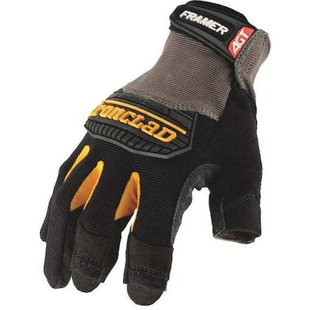 Framer(TM) Mechanics Gloves, Synthetic Leather Palm, Nylon Back, L, Black