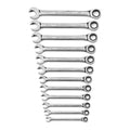 12 Piece 72-Tooth 12 Point Open End Ratcheting Metric Wrench Set