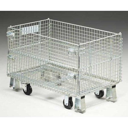 Collapsible Bulk Container 5 cu ft Volume Cap., 20 in L, 32 in W, 22 in H, Steel, Silver