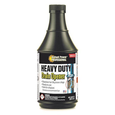 Drain Opener, Heavy Duty, 20 oz, Bottle, Liquid, Unscented