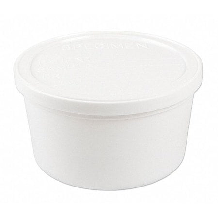 Specimen Container w/Lid, 8 oz., Wht, PK250