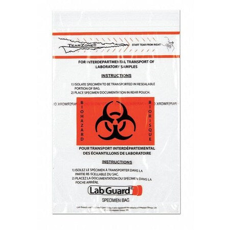 Specimen Trnsprt Bag, 6x9", Clear, PK1000