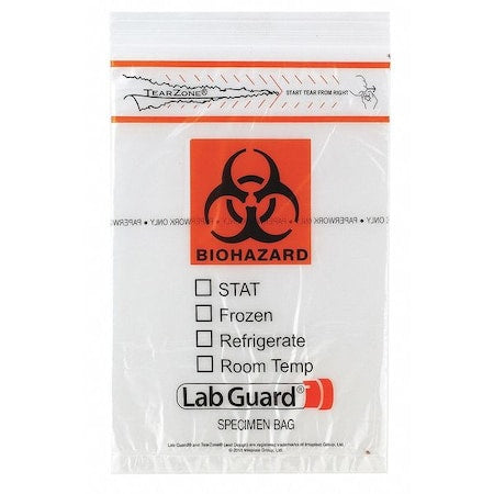 Specimen Trnsprt Bag, 6x9", Org/Clr, PK1000