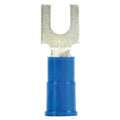 Fork Terminal, #10 Stud Size, 14 AWG, 1,000 V, Vinyl Insulated, Blue, Crimp Termination Only, 25 PK