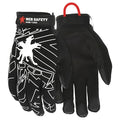 Mechanics Gloves, Spandex Back, Hook-and-Loop, Black, 2XL