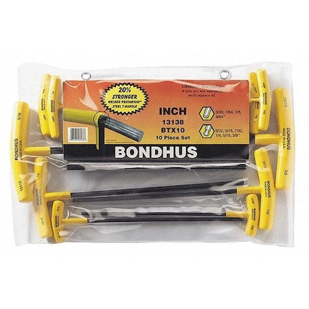 10 Piece SAE T-Shape Hex Key Set, 13138