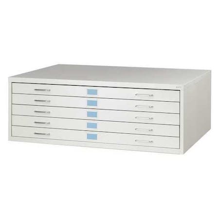 46-1/4" W 5 Drawer Facil Flat File Cabinet, Light Gray