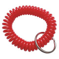 Wrist Coil Key Ring, Red, Steel, Steel Ring