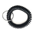 Wrist Coil Key Ring, Black, Steel, Steel Ring, 10 PK