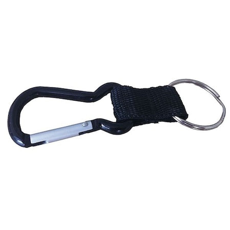 Carabiner Key Holder, Black, Aluminum, Snap-On Caribeener Hook, Black Coated