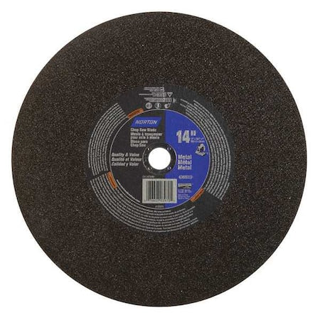 Abrasive Cut-Off Wheel, Type 1, 14 in Dia, 0.0938 in Thick, 1 in Arbor Hole Size, Aluminum Oxide
