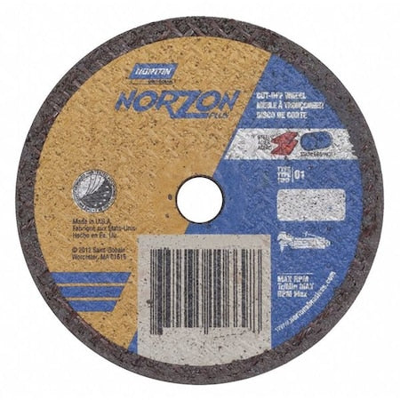 Abrasive Cut-Off Wheel, Type 1, 3 in Dia, 0.035 in Thick, 3/8 in Arbor Hole Size, Ceramic, 60 Grit