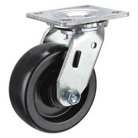Swivel Plate Caster, 550 lb., Zinc Plated
