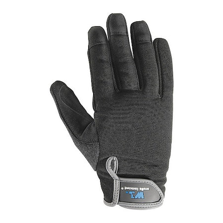 Mechanics Gloves, Synthetic Leather Palm, S, Black