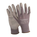 Coated Gloves, Polyurethane, Smooth, Palm, Not Rated Abrasion Level, Gray, XL