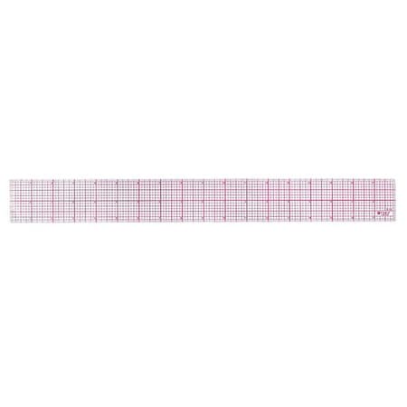 Ruler, Plastic, Lined, 16ths, 18in, Transprnt