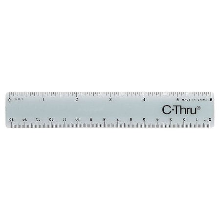 Ruler, Plastic, Lined, 16ths, 6in, Smoky Gray