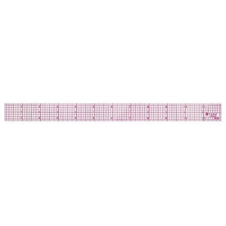 Ruler, Plastic, Lined, 16ths, 12in, Transprnt