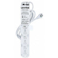 Outlet Strip, Surge, Rack Mounted, 6 5-15R, 5-15P, 7 ft., White