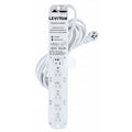 Outlet Strip, Surge, Rack Mounted, 6 5-15R, 5-15P, 15 ft., White