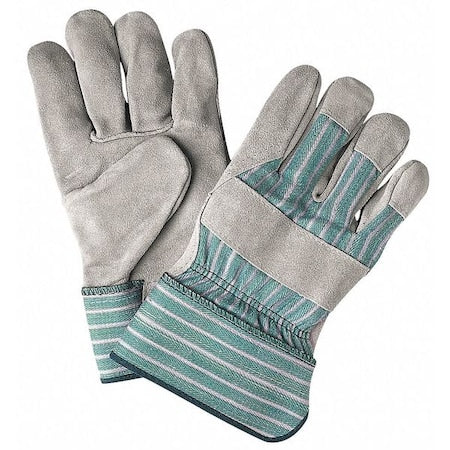 Leather Palm Gloves, Rubberized Safety Cuff Cuff, Wing Thumb, L, 12 PK