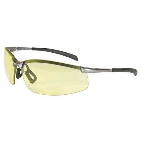GX-8, Safety Glasses, Anti-Scratch, Amber Lens, Silver Frame, Half-Frame