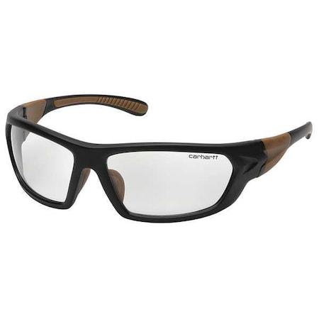 Carbondale, Safety Glasses, Anti-Scratch, Clear Lens, Black, Tan Frame, Full-Frame