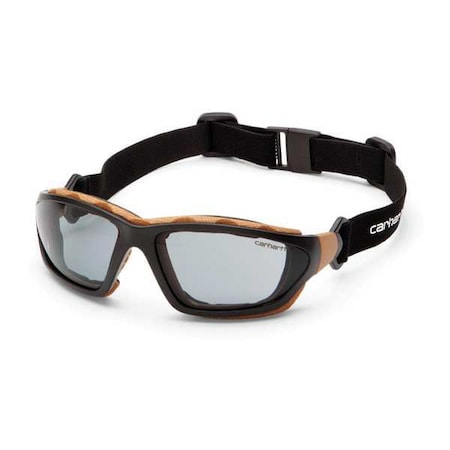 Carthage, Safety Glasses, Anti-Fog, Anti-Static & Anti-Scratch, Gray Lens, Black, Tan Frame