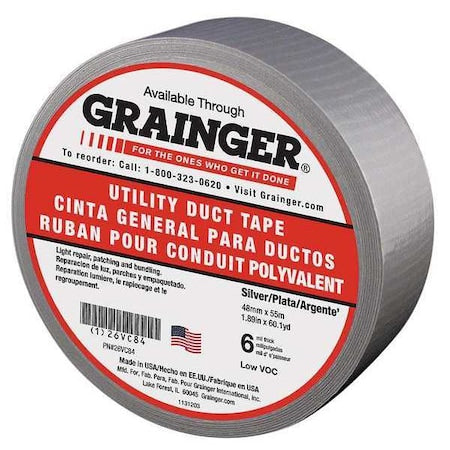 Duct Tape, Gray, 60-1/8 yd L, 1-7/8 in W