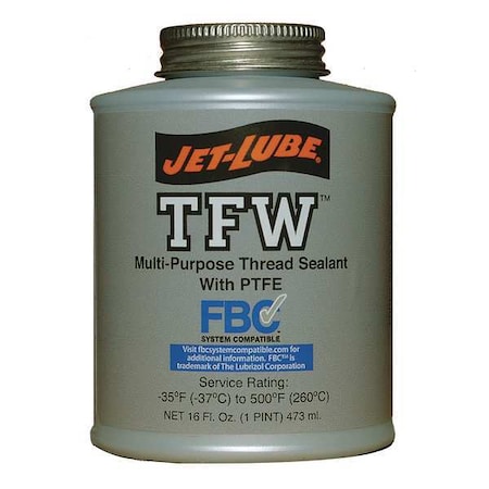 Pipe Thread Sealant 16 fl oz, Brush-Top Can, TFW, White, Paste