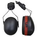 Condor Hard Hat Mounted Ear Muffs, 18 dB NRR, Passive, General Purpose, Black/Red