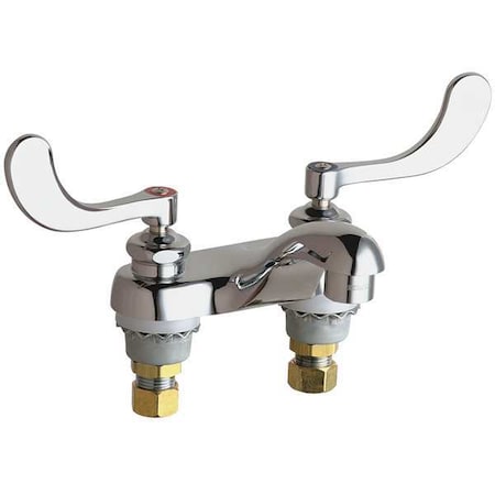 Manual Low Arc Bathroom Faucet, 4" Mount, Polished Chrome 2 Hole